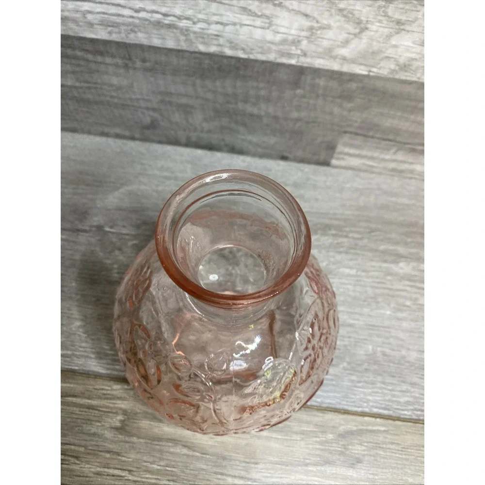 VTG Tumble Up Bedside Floral Water Carafe Vase Pink Depression Glass‎  6